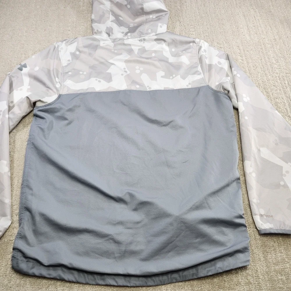 Under Armour Jacket Men Medium Sportstyle Storm Windbreaker White Camo Mesh Line